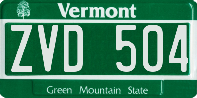VT license plate ZVD504