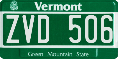 VT license plate ZVD506