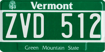 VT license plate ZVD512