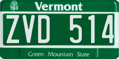 VT license plate ZVD514