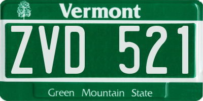 VT license plate ZVD521