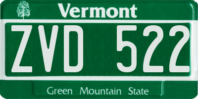 VT license plate ZVD522