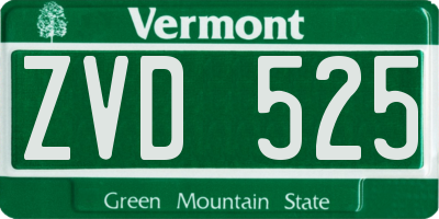 VT license plate ZVD525