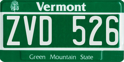 VT license plate ZVD526