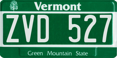 VT license plate ZVD527