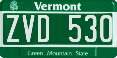 VT license plate ZVD530