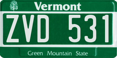 VT license plate ZVD531