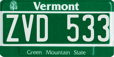VT license plate ZVD533