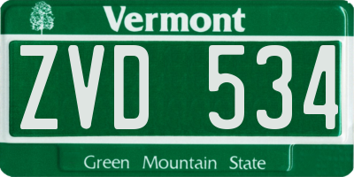 VT license plate ZVD534