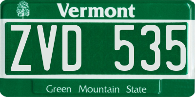 VT license plate ZVD535