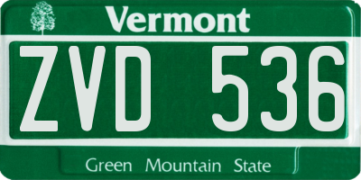 VT license plate ZVD536