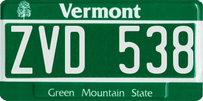 VT license plate ZVD538