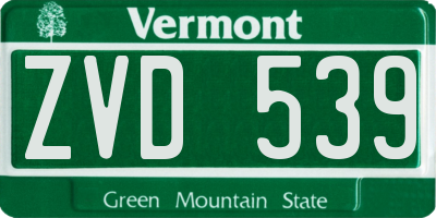 VT license plate ZVD539