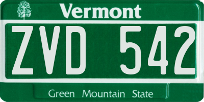 VT license plate ZVD542