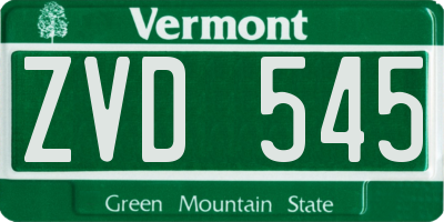 VT license plate ZVD545