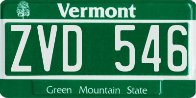 VT license plate ZVD546