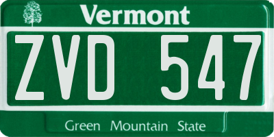 VT license plate ZVD547