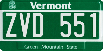 VT license plate ZVD551