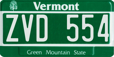 VT license plate ZVD554