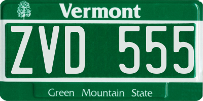 VT license plate ZVD555