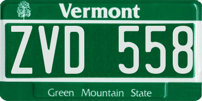 VT license plate ZVD558