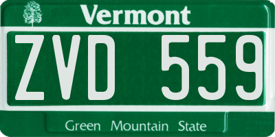 VT license plate ZVD559