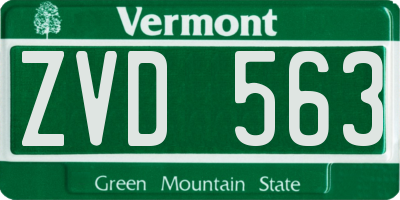 VT license plate ZVD563