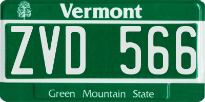 VT license plate ZVD566