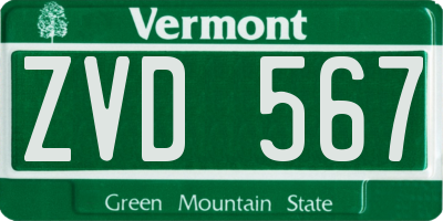 VT license plate ZVD567