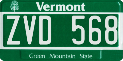 VT license plate ZVD568