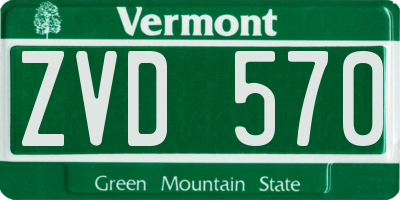 VT license plate ZVD570