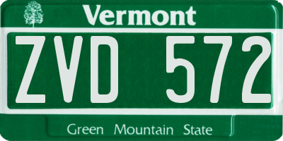 VT license plate ZVD572
