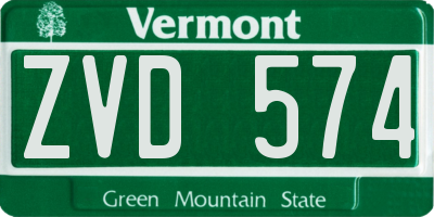 VT license plate ZVD574