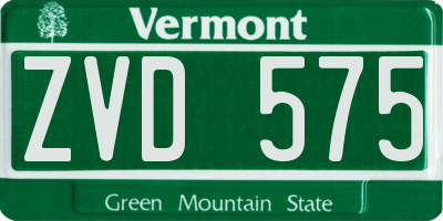 VT license plate ZVD575