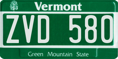 VT license plate ZVD580