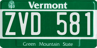 VT license plate ZVD581
