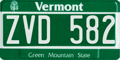 VT license plate ZVD582
