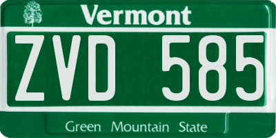 VT license plate ZVD585