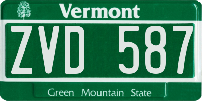 VT license plate ZVD587