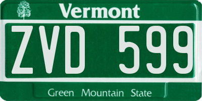 VT license plate ZVD599