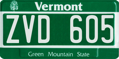 VT license plate ZVD605