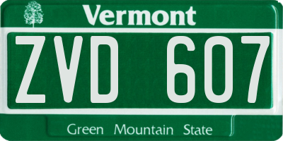 VT license plate ZVD607