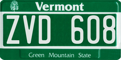 VT license plate ZVD608