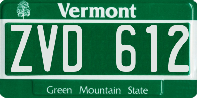 VT license plate ZVD612