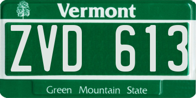 VT license plate ZVD613