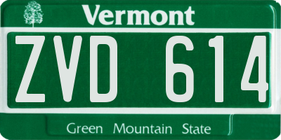 VT license plate ZVD614