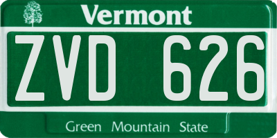 VT license plate ZVD626