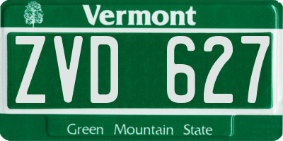 VT license plate ZVD627