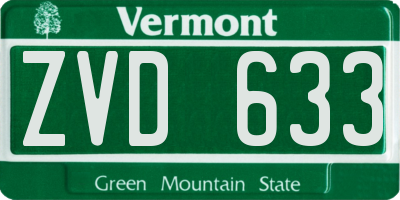 VT license plate ZVD633