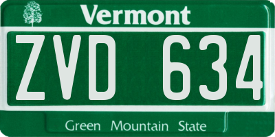 VT license plate ZVD634